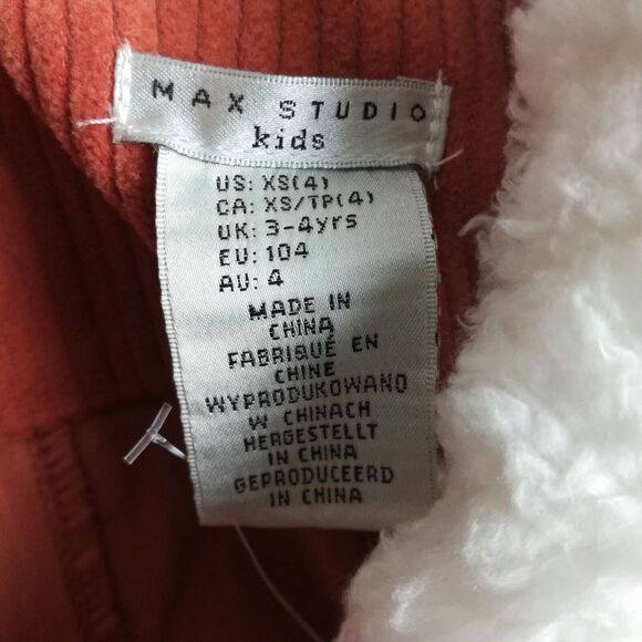 Max Studio Girls Jacket Set Corduroy Button‎ Front Orange Turtleneck XS New - Picture 6 of 10